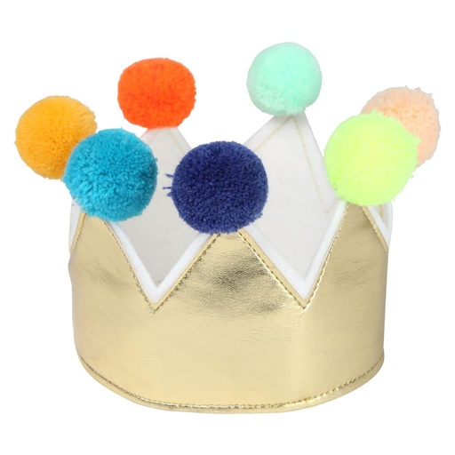 Birthday crown gold pompom