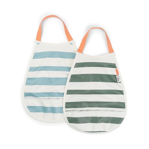 Bavoir (2pcs) Rayures blue 