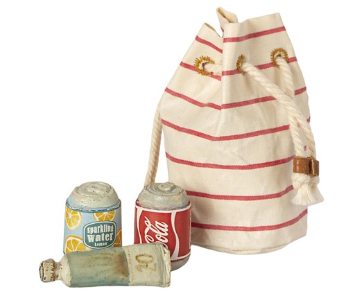 Bag of beach essentials  