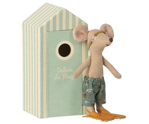 Strand muis grote broer in strandkabine  