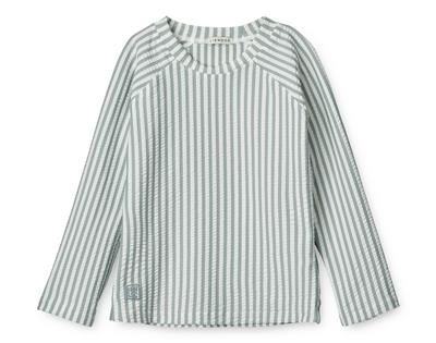 Swimshirt Noah stripe: sea blue - white 