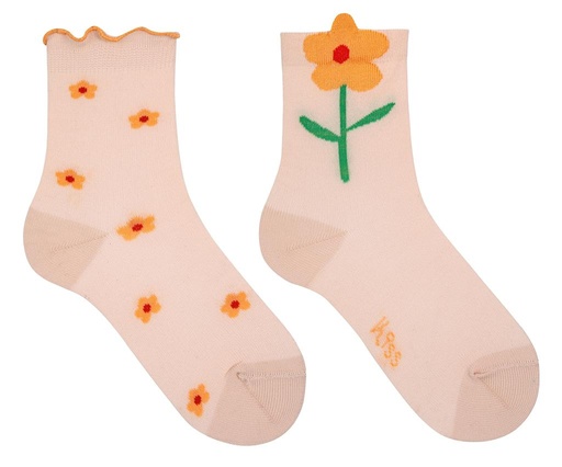 Kousen bloemen (2-pack) nude 