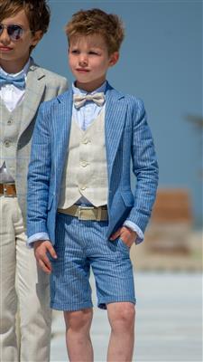 Korte broek Dio Indigo stripe beige 