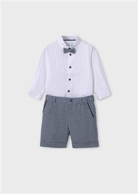 Set: hemd met strik en korte broek navy