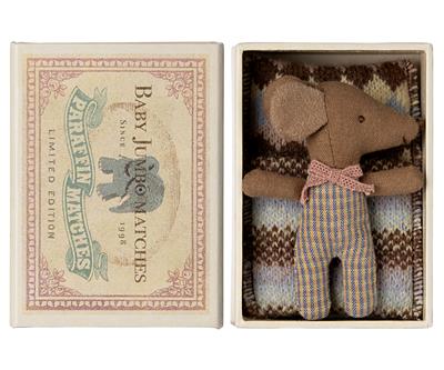 Baby mouse in matchbox 8cm rose 