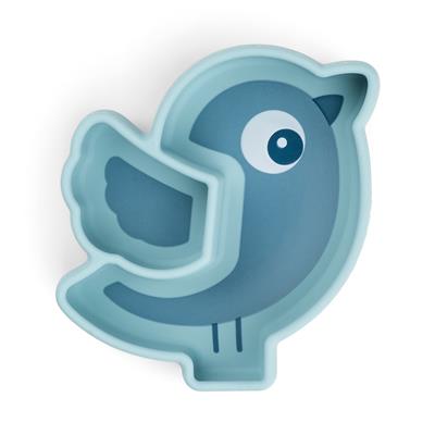 Plaque (silicone) stick & stay Birdie blue 
