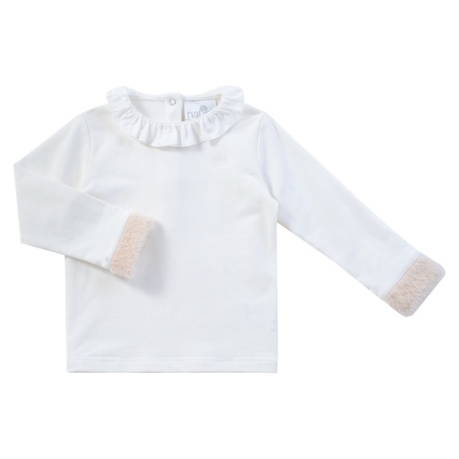 T-shirt Colette fourrure blanc cassé