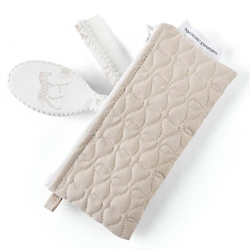 Brosse et peigne - imprimé + poche safari (imprimé camel)
