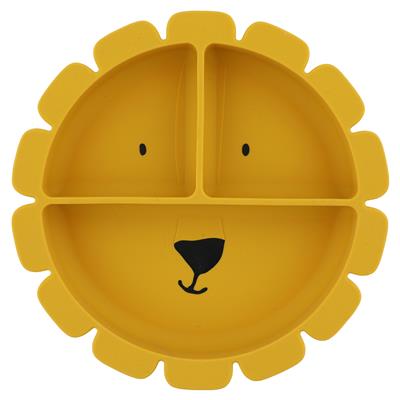 Silicone plate with compartments and suction cup mr lion