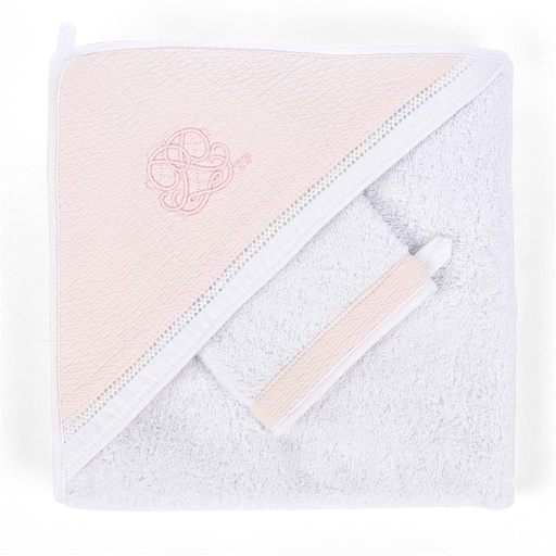 Badcape+wash cotton pink 