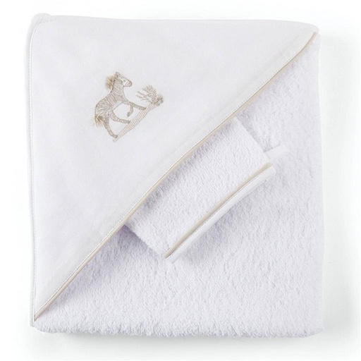 Serviette de bain+lavage safari (blanc)