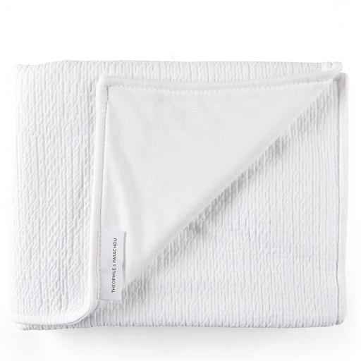 Couverture de baptême gaufrée (65x80cm) en coton blanc